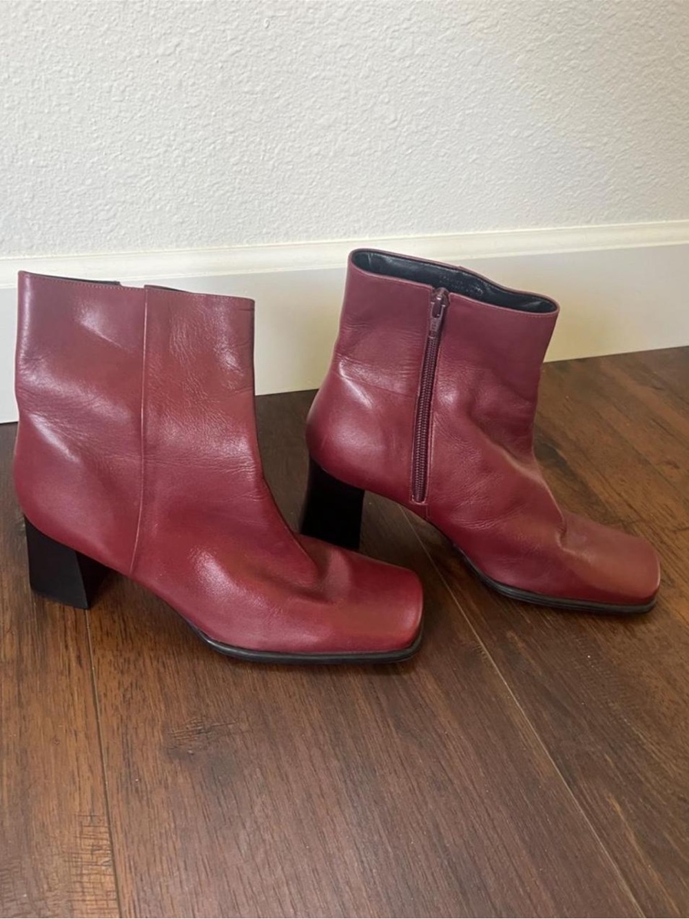 Nine West Wine Leather Ankle Boots